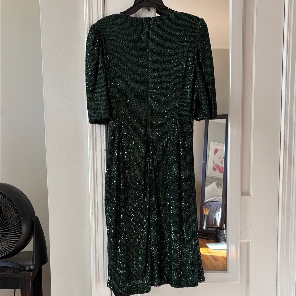 Calvin Klein Dark Green Sequin Midi Dress - Picture 3 of 3